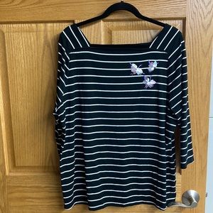 Ava & Viv plus size 3/4 sleeve striped top